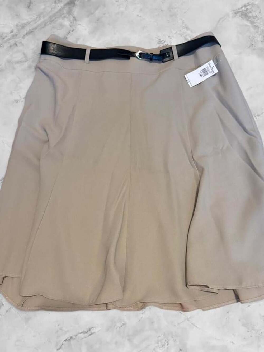 Evan-Picone Skirt Size 24W Stone Crepe Suiting Belted Flare